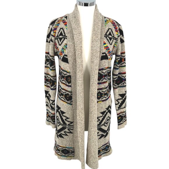 Northern Angel Anthropologie Aztec Southwest Cardigan Sweater Beige Size Small - Picture 2 of 9